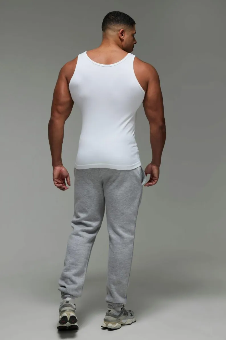 Outlet boohooMAN Man Active Seamless Rib Muscle Fit Vest white