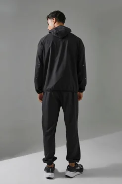 Cheap boohooMAN Man Active Shower Resist 1/4 Zip Boxy Hooded Windbreaker black