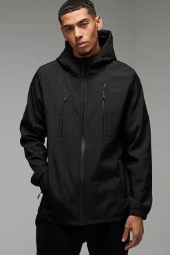 Sale boohooMAN Man Active Softshell Jacket black
