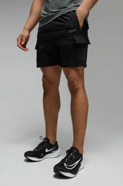 Clearance boohooMAN Man Active Stretch Woven 5inch Cargo Short black