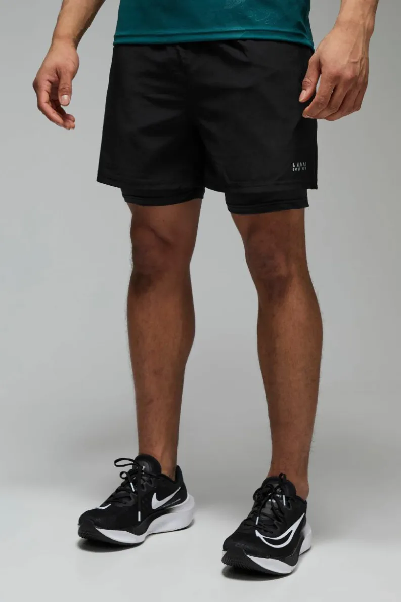 Sale boohooMAN Man Active Stretch Woven 5inch 2in1 Short black