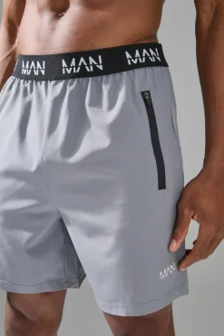 Best Sale boohooMAN Man Active Stretch Woven Regular Fit 7inch Gym Short light grey