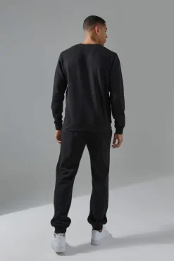 Best boohooMAN Man Active Sweatshirt & Jogger Tracksuit black