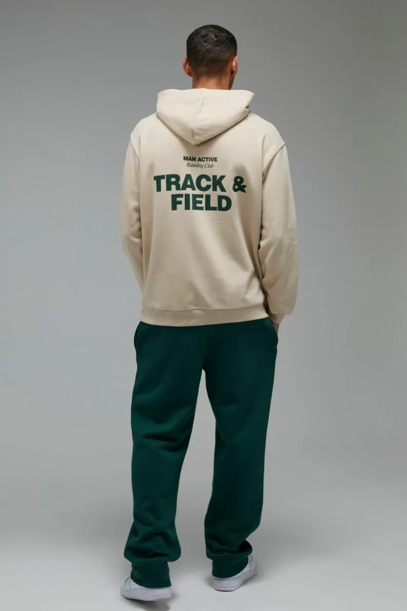 Best boohooMAN Man Active Track & Field Oversized Hoodie sand