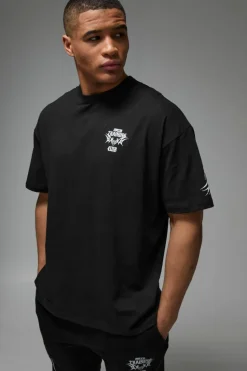 Shop boohooMAN Man Active Training Club Oversized T-shirt black