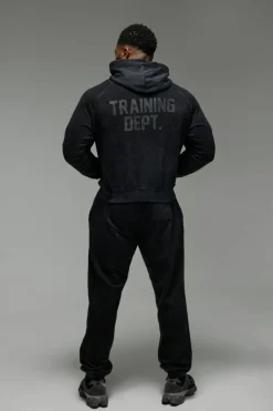 Clearance boohooMAN Man Active Training Dept. Boxy Washed Hoodie black