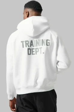 Outlet boohooMAN Man Active Training Dept Boxy Hoodie white