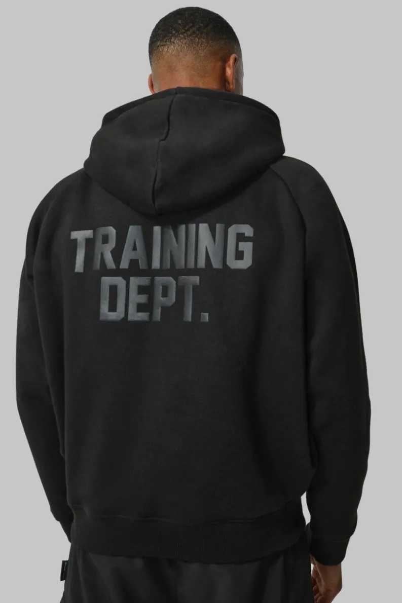 Fashion boohooMAN Man Active Training Dept Boxy Hoodie black