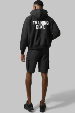Cheap boohooMAN Man Active Training Dept Boxy Hoodie black