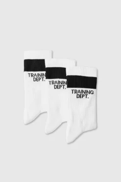 Online boohooMAN Man Active Training Dept Cushioned Crew 3 Pack Socks white