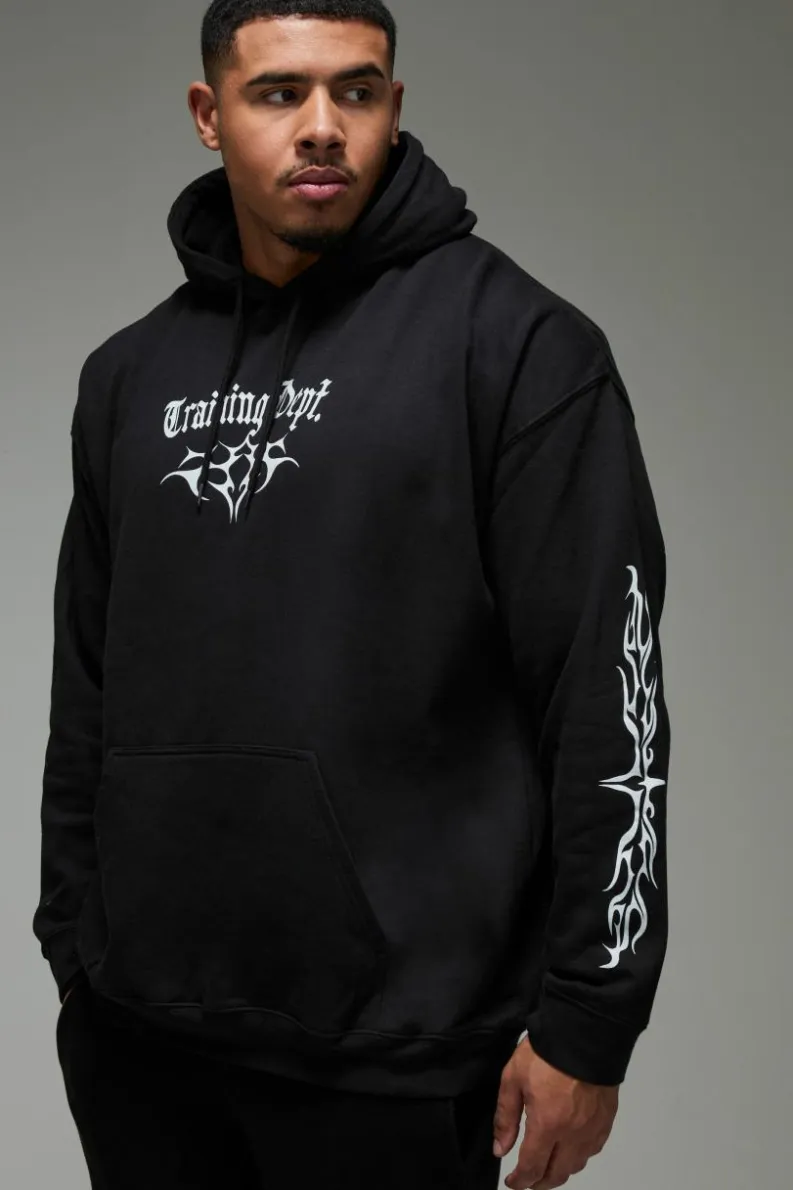 Cheap boohooMAN Man Active Training Dept Oversized Hoodie black