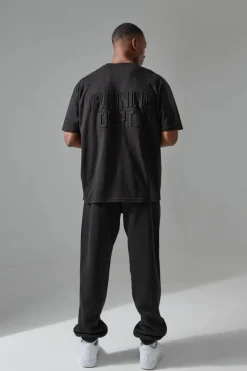 Online boohooMAN Man Active Training Dept Oversized Embossed T-shirt black
