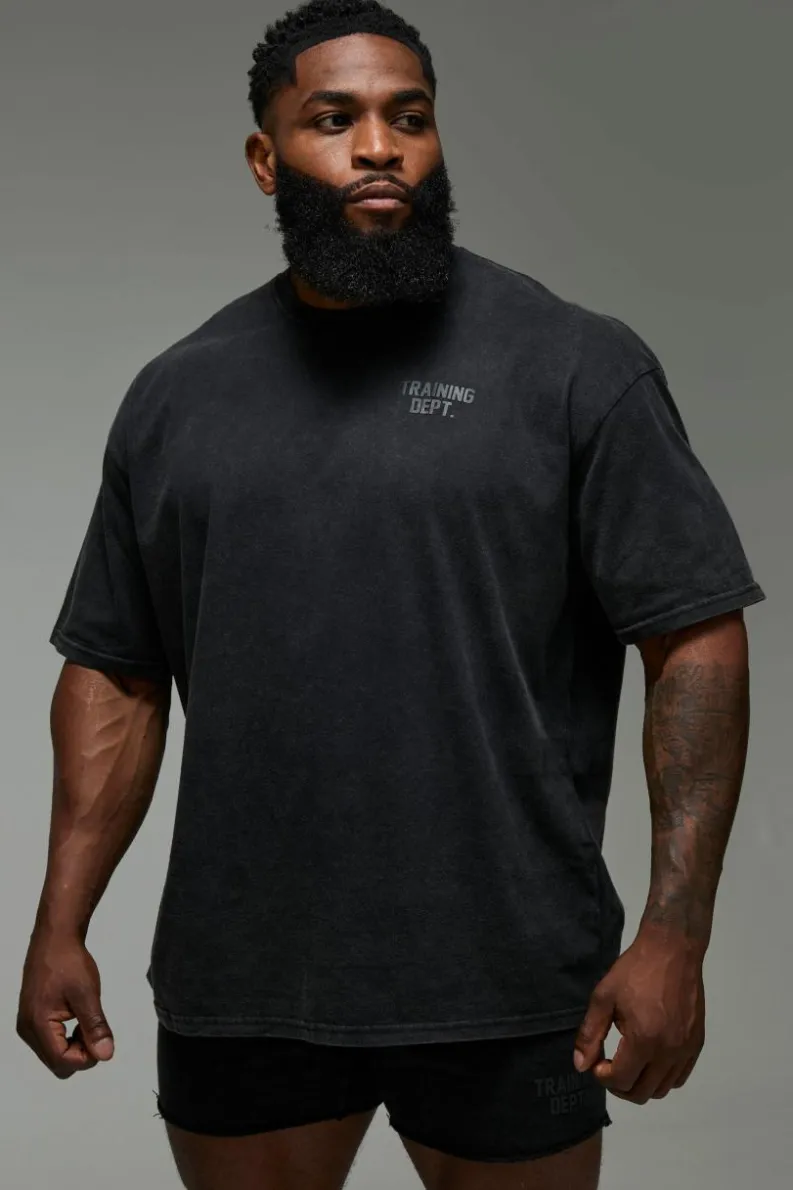 Hot boohooMAN Man Active Training Dept. Oversized Washed T-shirt black