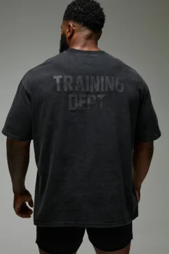 Hot boohooMAN Man Active Training Dept. Oversized Washed T-shirt black