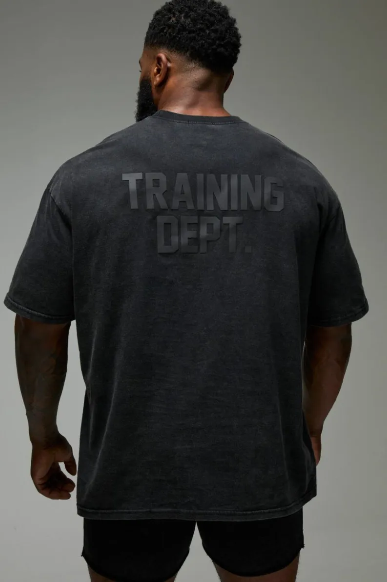 Hot boohooMAN Man Active Training Dept. Oversized Washed T-shirt black