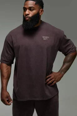 Hot boohooMAN Man Active Training Dept. Oversized Washed T-shirt chocolate