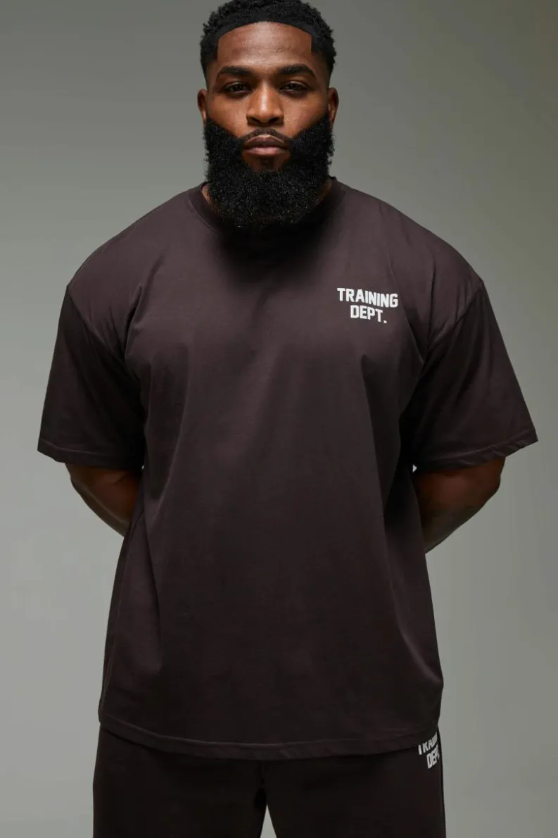 Outlet boohooMAN Man Active Training Dept. Oversized T-shirt dark brown