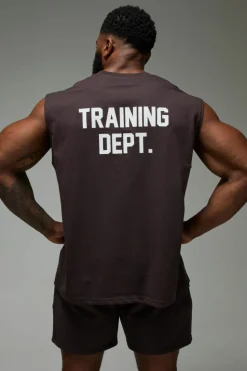 Shop boohooMAN Man Active Training Dept. Oversized Tank dark brown