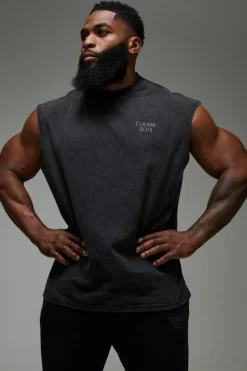 Clearance boohooMAN Man Active Training Dept. Oversized Washed Tank black