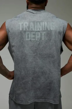 Cheap boohooMAN Man Active Training Dept. Oversized Washed Tank grey