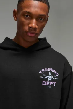 Store boohooMAN Man Active Training Dept Oversized Hoodie black