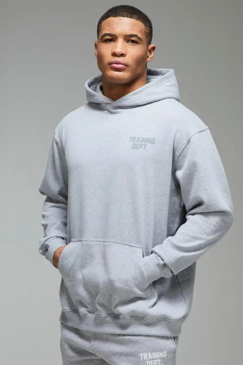 Outlet boohooMAN Man Active Training Dept Oversized Hoodie grey marl