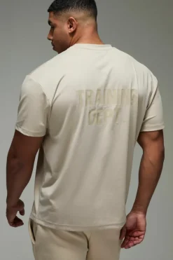 Clearance boohooMAN Man Active Training Dept Oversized Performance T-shirt taupe