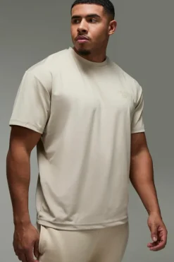 Clearance boohooMAN Man Active Training Dept Oversized Performance T-shirt taupe