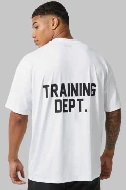 Cheap boohooMAN Man Active Training Dept Performance Oversized T Shirt white