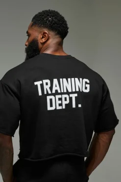 Online boohooMAN Man Active Training Dept Short Cropped Sleeve Sweat black