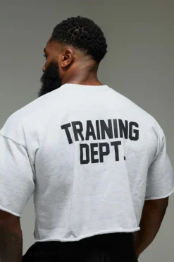 Best Sale boohooMAN Man Active Training Dept Short Cropped Sleeve Sweat grey marl