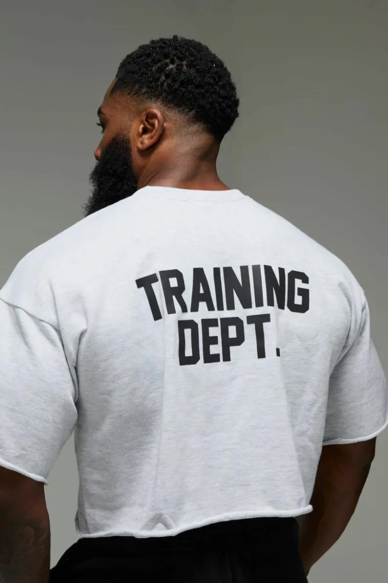 Best Sale boohooMAN Man Active Training Dept Short Cropped Sleeve Sweat grey marl
