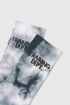 Store boohooMAN Man Active Training Dept Tie-dye Crew Socks black