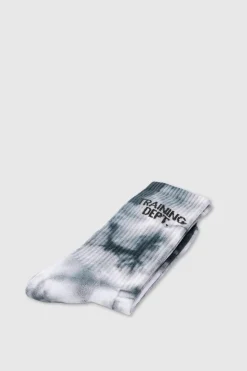Store boohooMAN Man Active Training Dept Tie-dye Crew Socks black