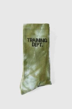 Cheap boohooMAN Man Active Training Dept Tie-dye Crew Socks khaki