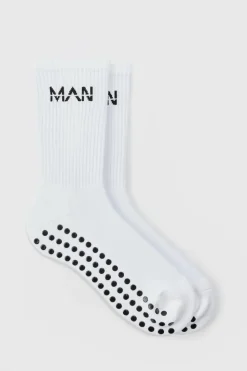 Cheap boohooMAN Man Active Training Grip Crew Socks white