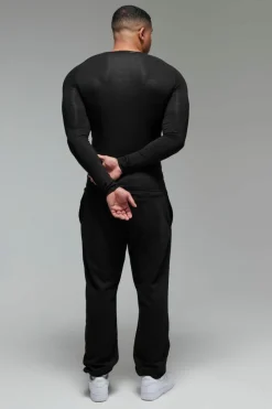 Clearance boohooMAN Man Active X OG Gym Muscle Fit Long Sleeve Henley black