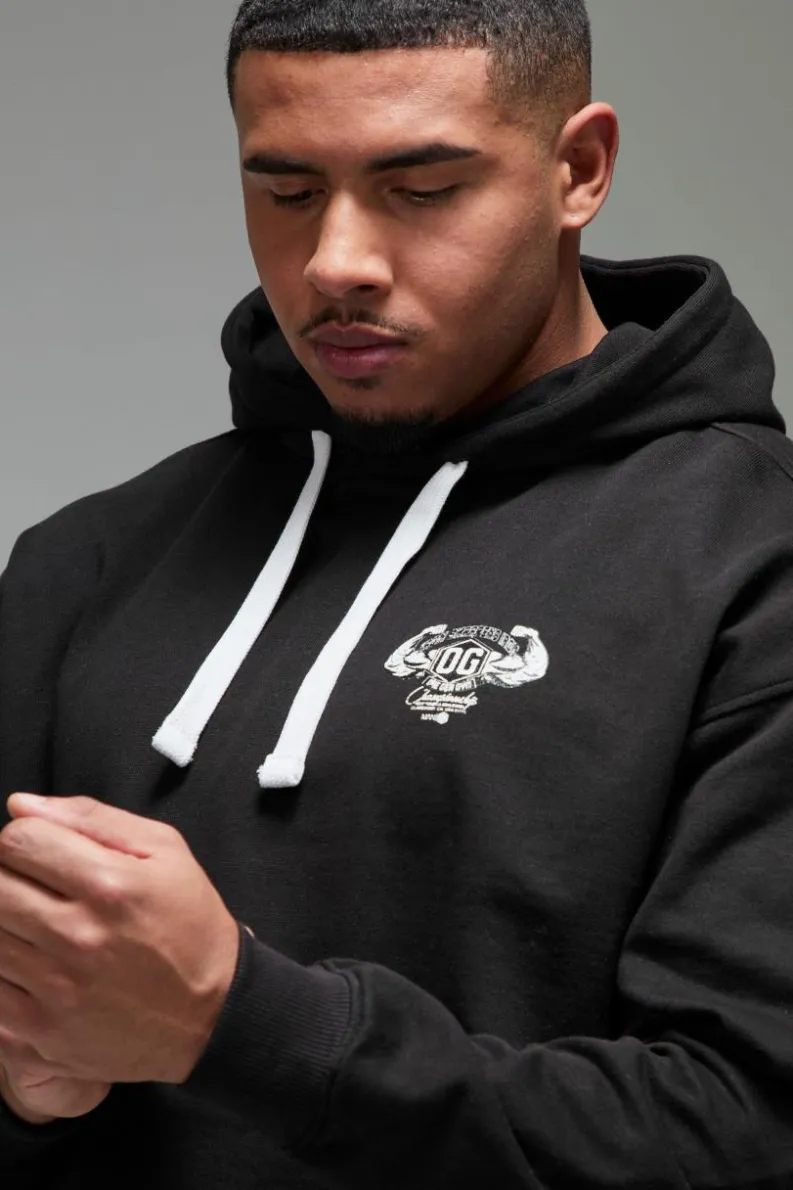 Cheap boohooMAN Man Active X OG Gym Oversized Hoodie black