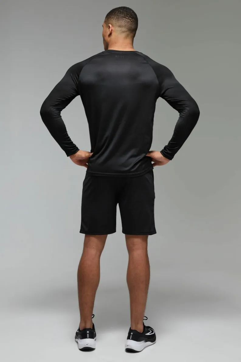Outlet boohooMAN Man Active Zip Pockets Stretch 7inch Gym Short black