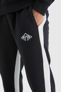 New boohooMAN Man Colour Block Gusset Jogger black
