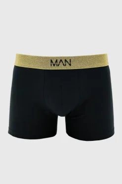 Discount boohooMAN Man Dash Gold Waistband Boxers In black