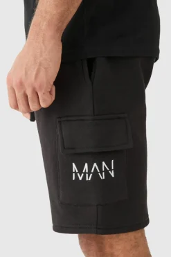 Outlet boohooMAN Man Dash Loose Fit Mid Length Cargo Short black