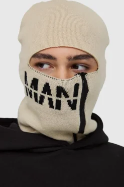 Online boohooMAN Man Dash Zip Detail Face Covering ecru