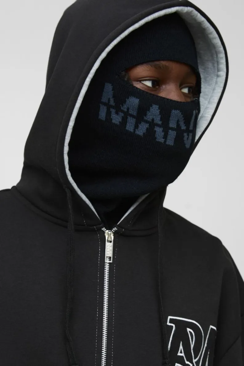 Shop boohooMAN Man Dash Zip Detail Face Covering black