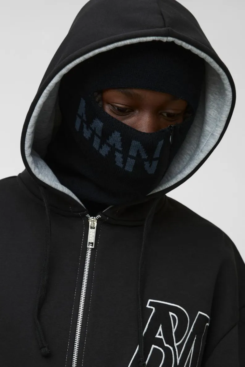 Shop boohooMAN Man Dash Zip Detail Face Covering black
