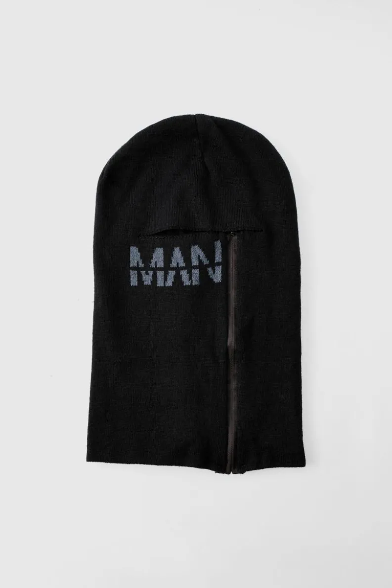 Shop boohooMAN Man Dash Zip Detail Face Covering black