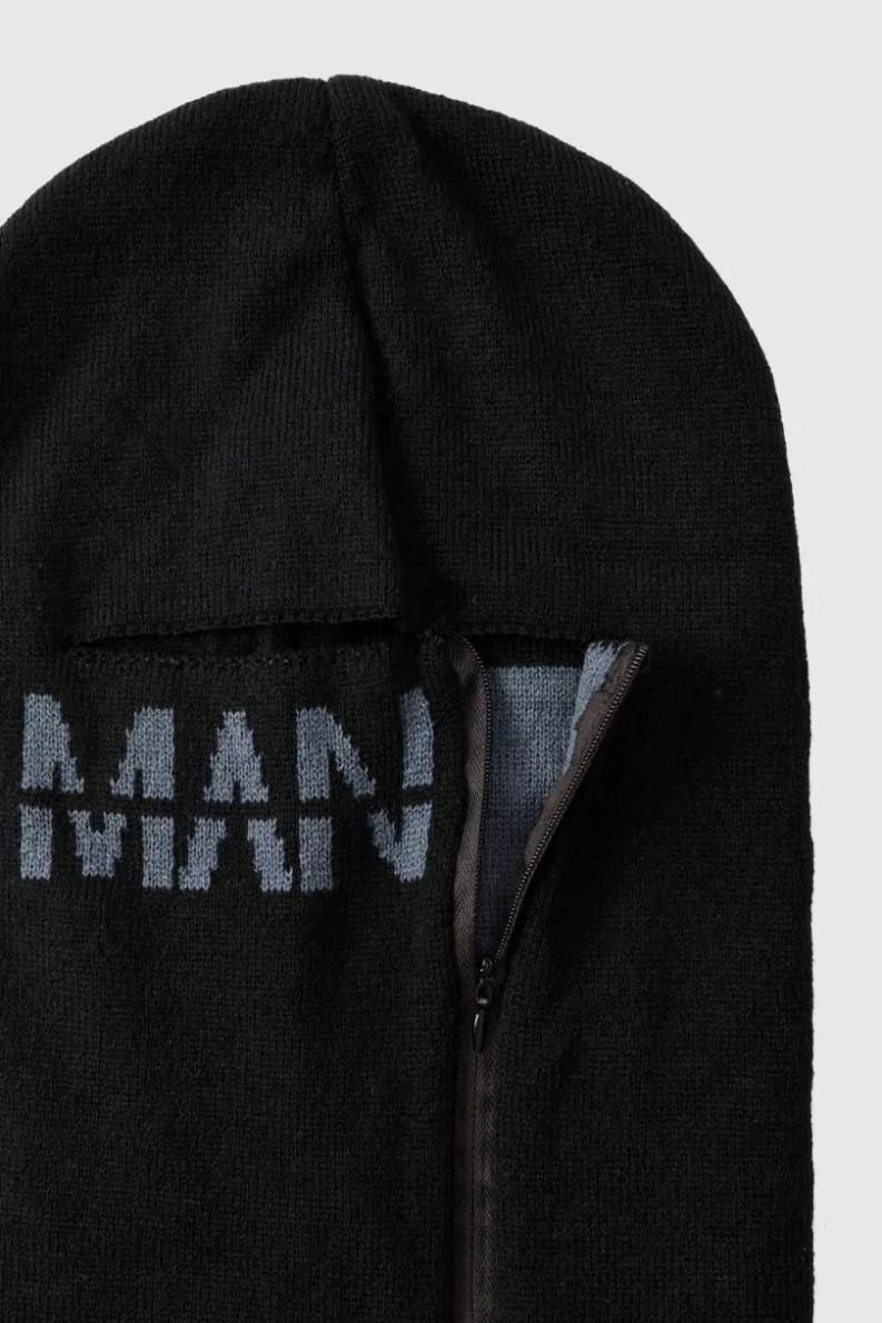 Shop boohooMAN Man Dash Zip Detail Face Covering black