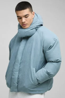 Flash Sale boohooMAN Man Extreme Heavy Padded Hooded Puffer Coat In dusty blue