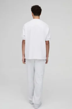 Store boohooMAN Man Oversized Extended Neck Heavy Interlock Ribbed Cuff T-shirt white