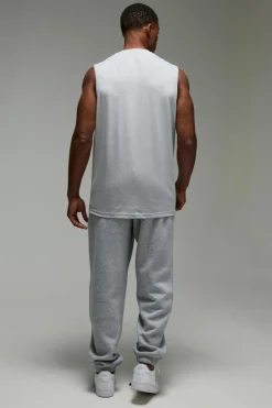 Fashion boohooMAN Man Reg Fit Gym Tank grey marl